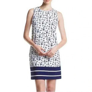 Gabby Skye Blue Bird Birdcage Print Shift Dress